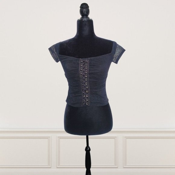 Black Guess by Marciano Corset Lace Top - Picture 1 of 5